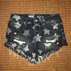 Black star jean shorts
